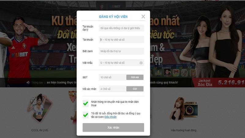Người chơi cần điền đầy đủ mọi thông tin cá nhân theo yêu cầu khi đăng ký Kubet77